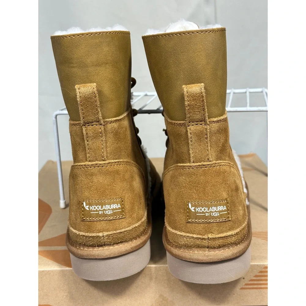 Koolaburra by UGG Advay Tall Chestnut Suede‎ Fur Lace Up Boots 1133077 Womens 11